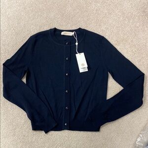 NWT Tory Burch Navy Longsleeve crewneck cardigan Women's Sweater